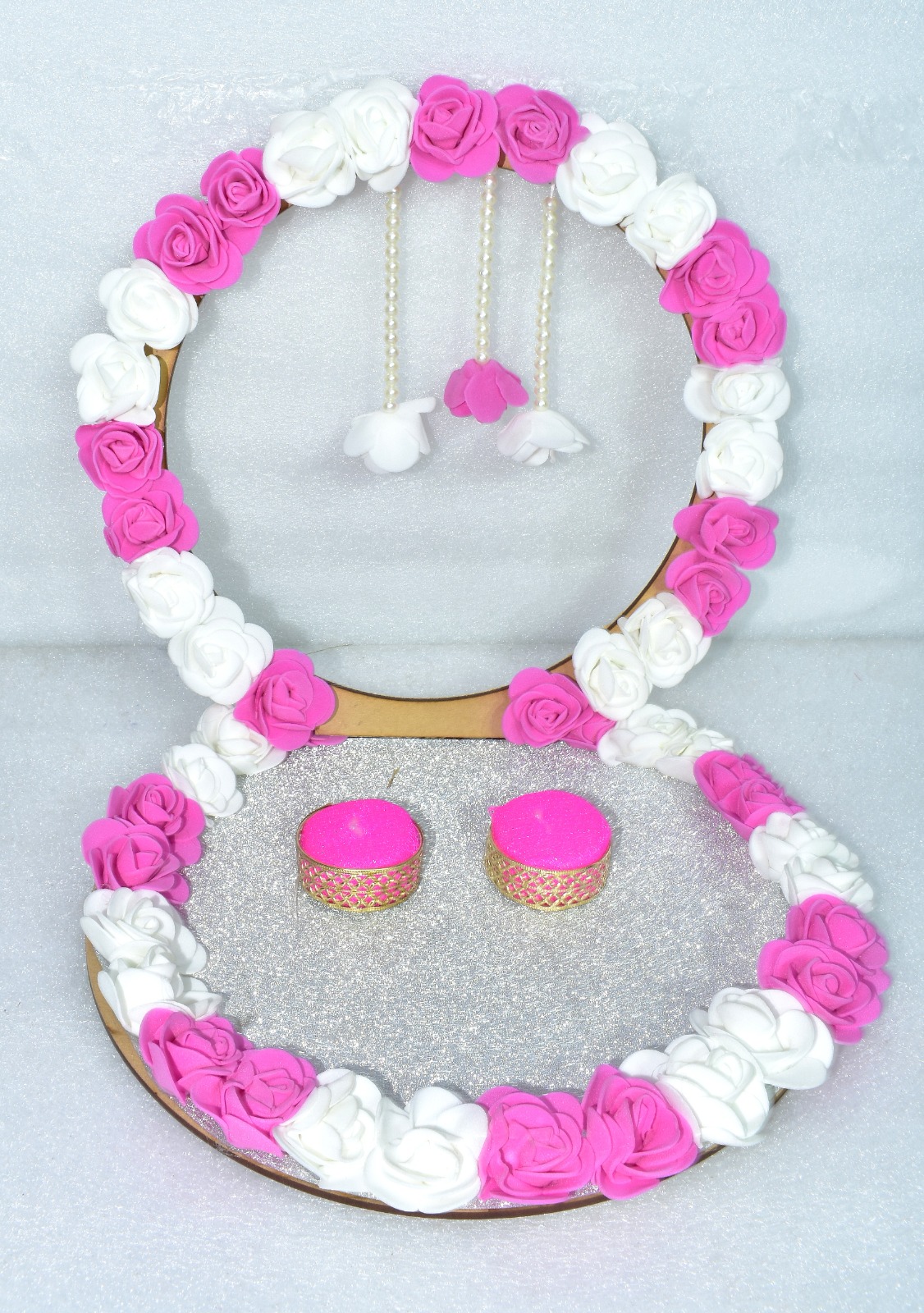 Pink & White Floral Ring Platter | Elegant Handmade Ring Ceremony Tray for Weddings & Engagements