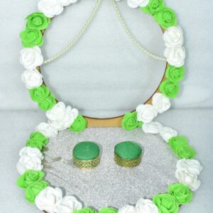 Elegant Green & White Ring Ceremony Stand – A Touch of Grace for Your Special Day