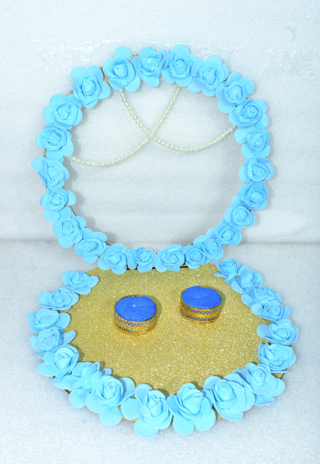 Elegant Sky Blue Ring Ceremony Stand – Celebrate Love in Style