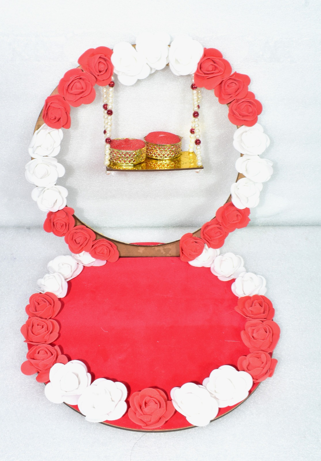 Red & White Floral Ring Ceremony Platter – A Symbol of Love & Elegance