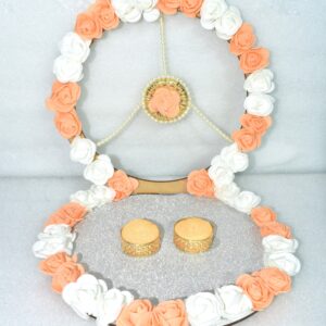 Peach & White Floral Ring Ceremony Platter – Gracefully Handmade for Your Special Day
