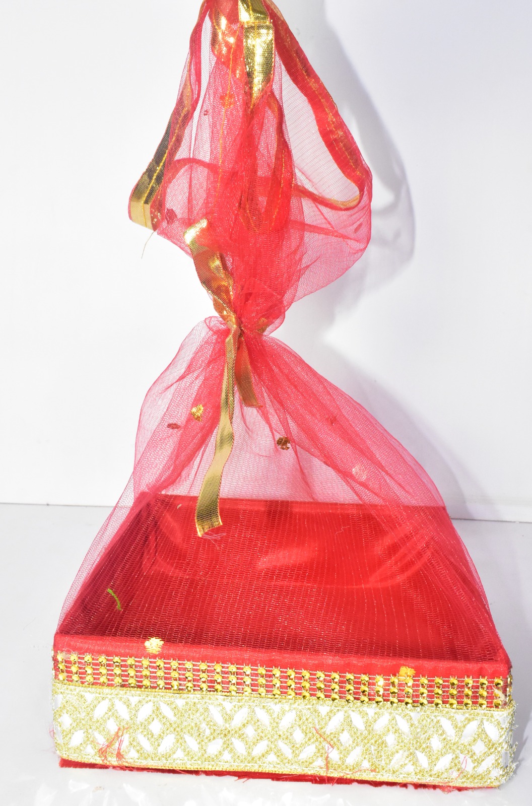 Elegant Wedding Shagun Basket with Net Cover – Perfect for Gifts & Hampers