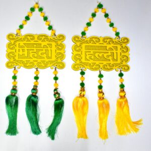 Premium Haldi Mehendi MDF Door Hanging Set | Add a Festive Touch to Your Wedding Décor Pair