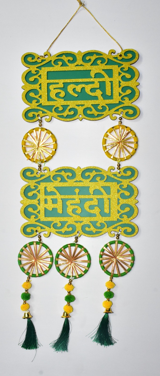 Haldi Mehendi Hanging Wall Décor | Premium MDF Wedding Decoration Pair