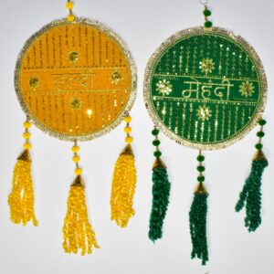 Premium Haldi Mehendi Round Door Hanging | Elegant Wedding Décor Pair