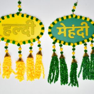 Haldi Mehendi MDF Door Hanging Set | Bright & Beautiful Wedding Décor Pair