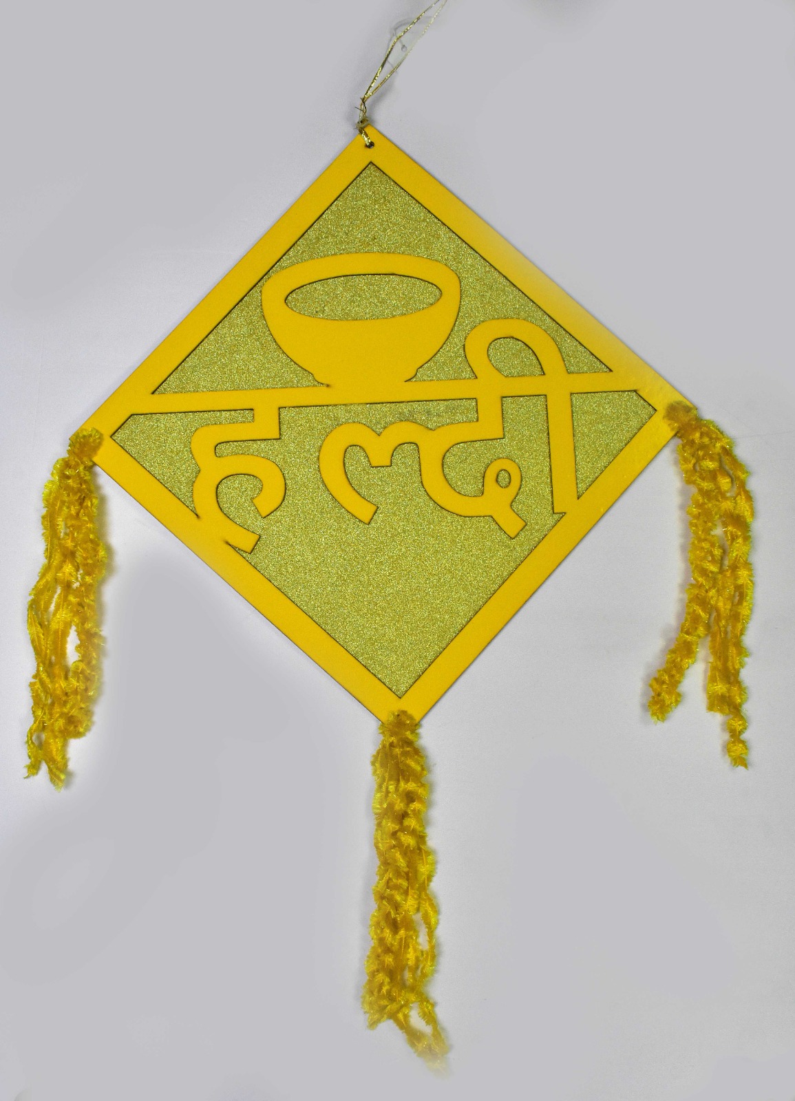 Elegant Haldi Ceremony Hanging | Handmade Yellow Wedding Wall Décor Pair