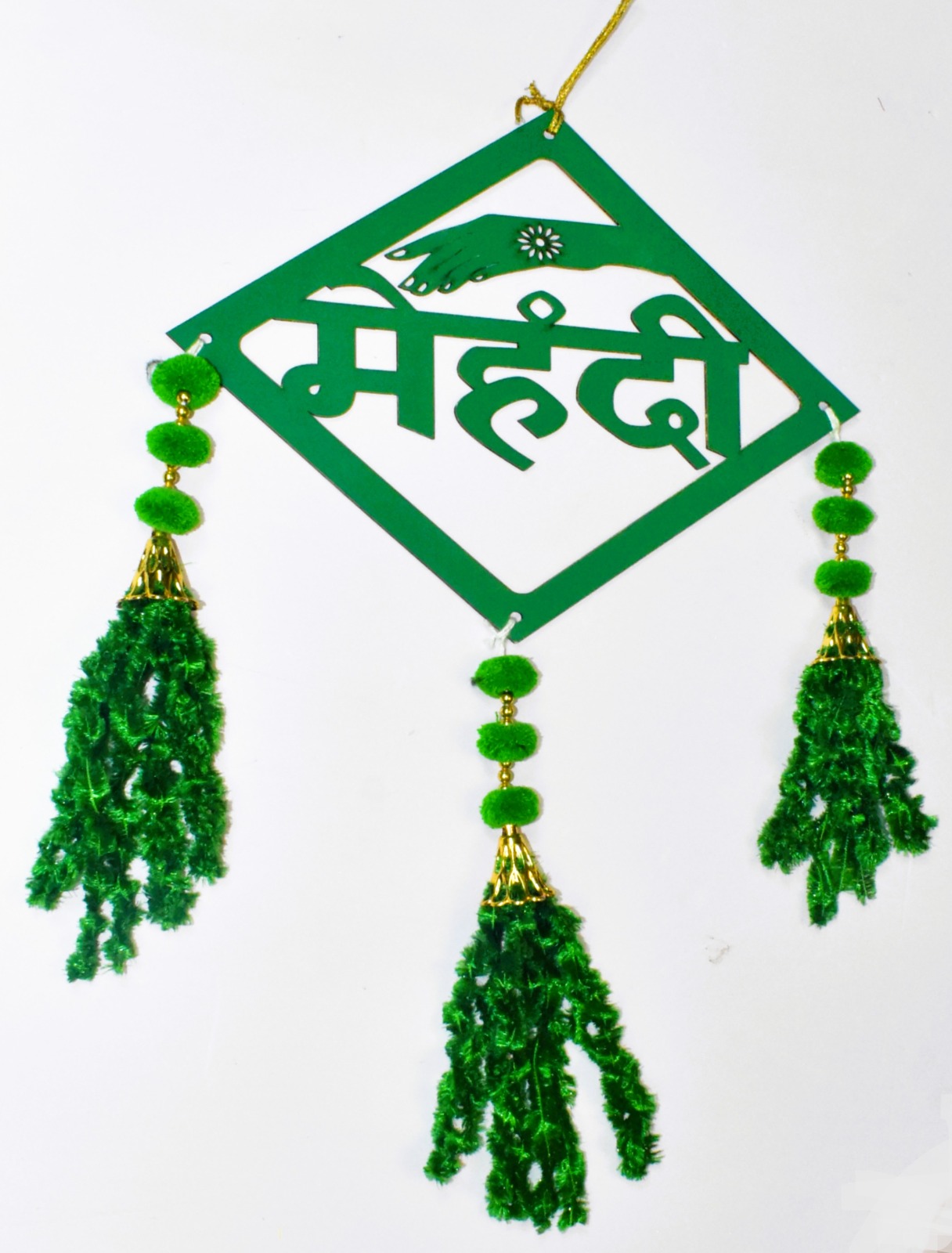 Handmade Haldi Ceremony Hanging | Elegant Yellow Wedding Wall Décor Pair - Image 2