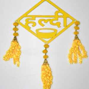 Handmade Haldi Ceremony Hanging | Elegant Yellow Wedding Wall Décor Pair
