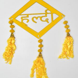 Minimalist Haldi Hanging Décor | Handmade Wedding Wall Decoration Pair