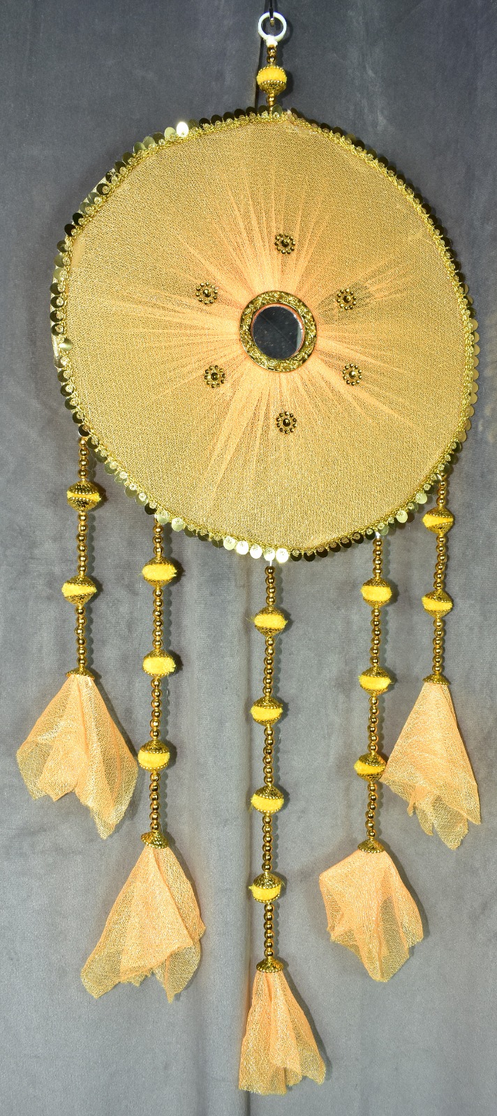 Elegant Peach Handmade Wall Hanging – Add Grace to Your Festive Décor! - Image 2