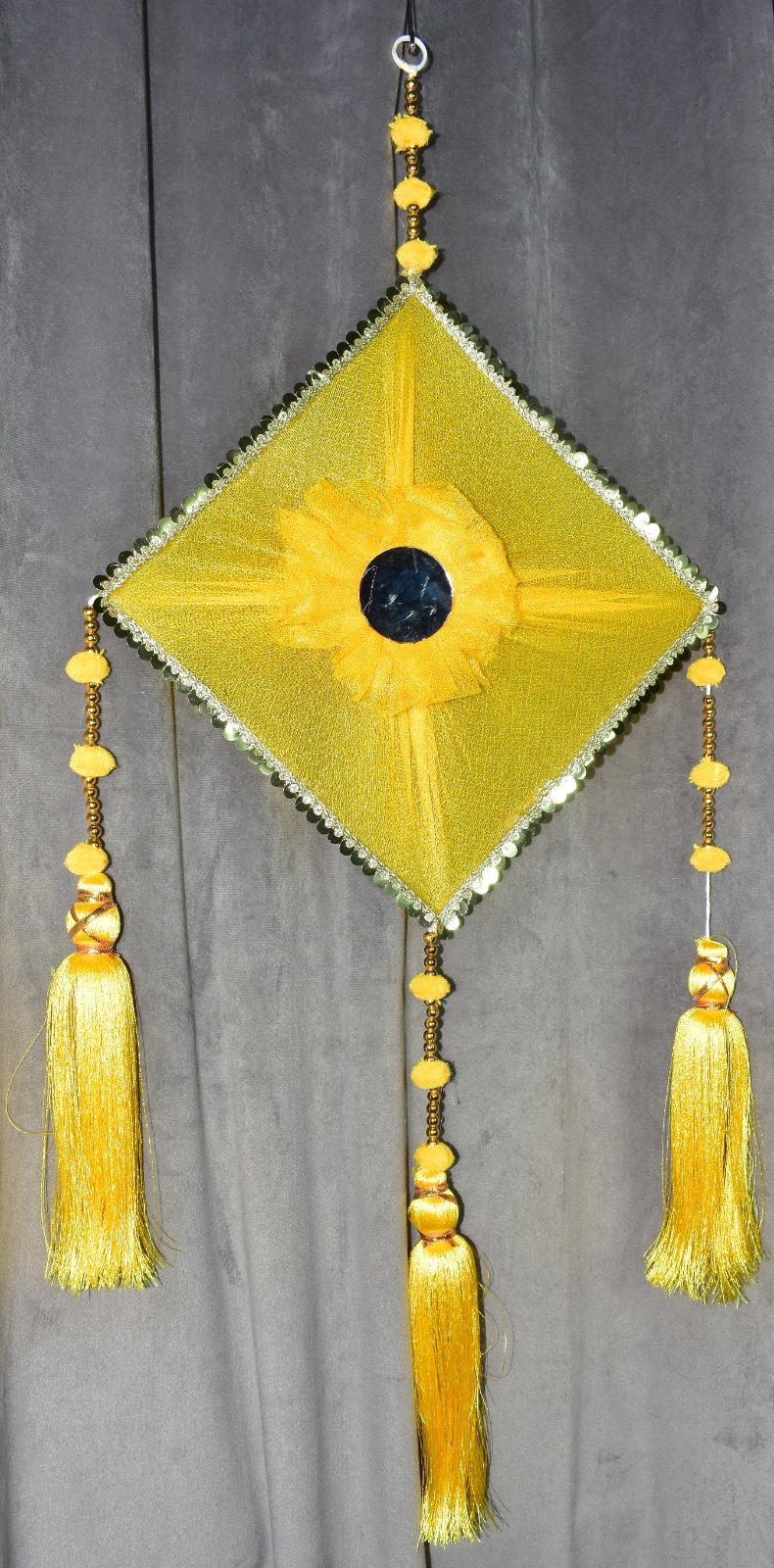 Luxury Yellow Wall Hanging | Handmade Wedding & Haldi Decoration - Image 3