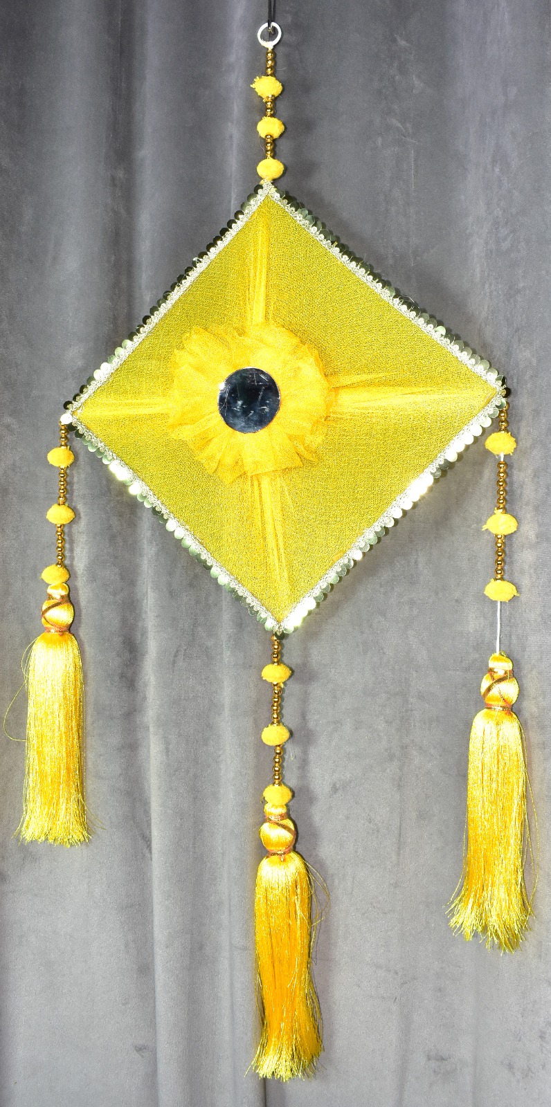 Luxury Yellow Wall Hanging | Handmade Wedding & Haldi Decoration - Image 2