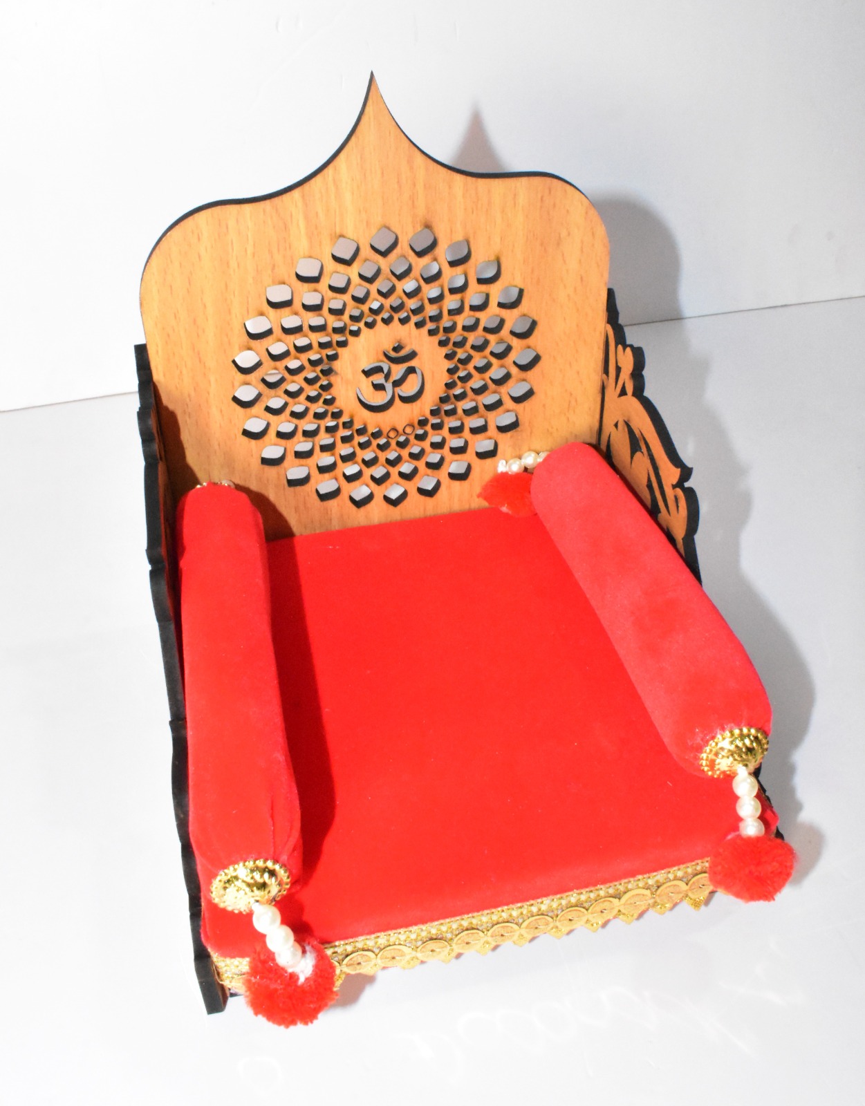 Premium Wooden Om Jhula for Laddu Gopal | Elegant Pooja Mandir Decor