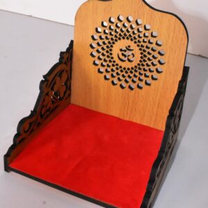Premium Wooden Om Singhasan for Laddu Gopal | Divine Pooja Chowki & Temple Seat