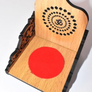 Premium Wooden Om Singhasan for Laddu Gopal | Handcrafted Pooja Idol Seat