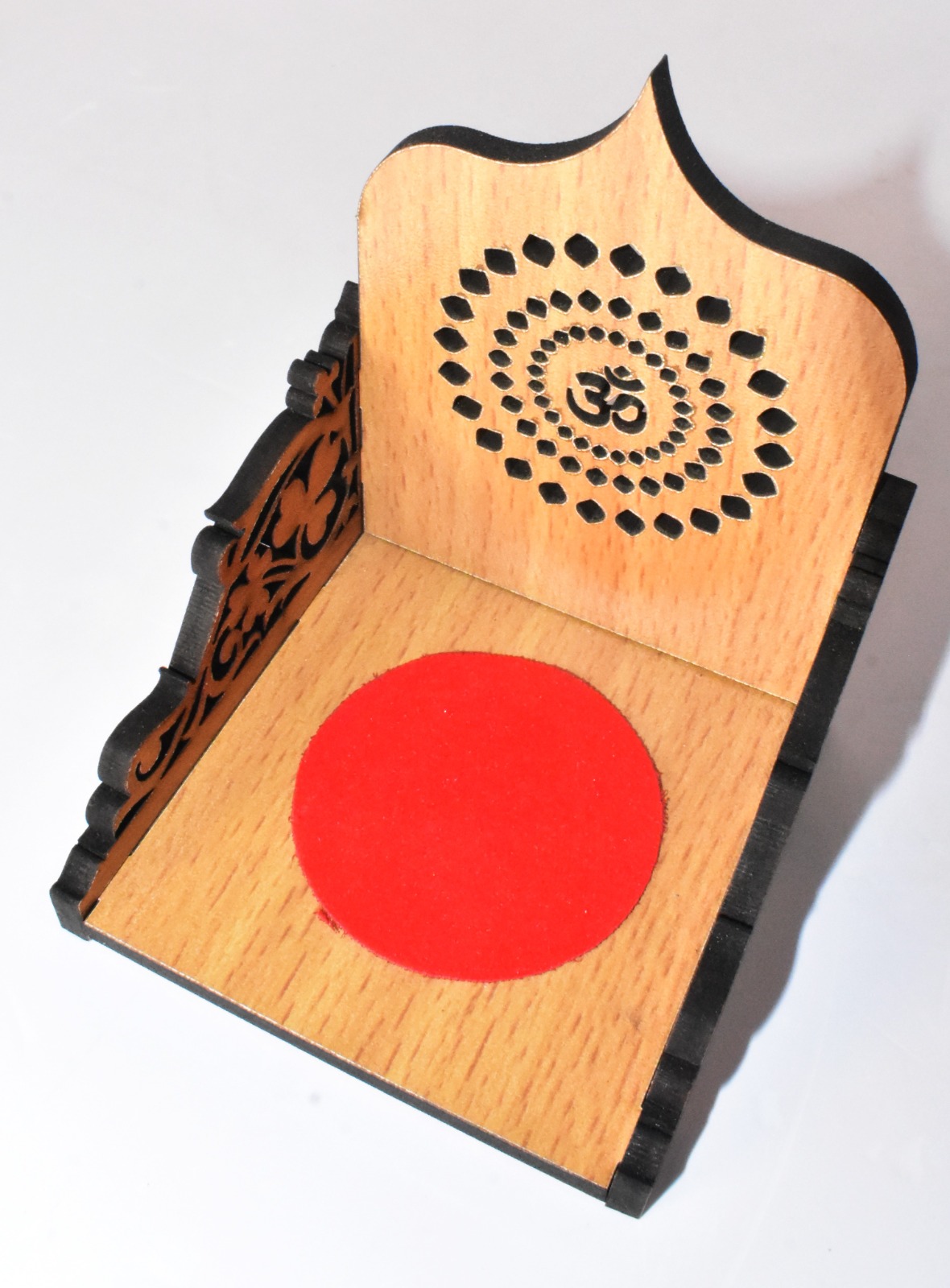 Premium Wooden Om Singhasan for Laddu Gopal | Handcrafted Pooja Idol Seat