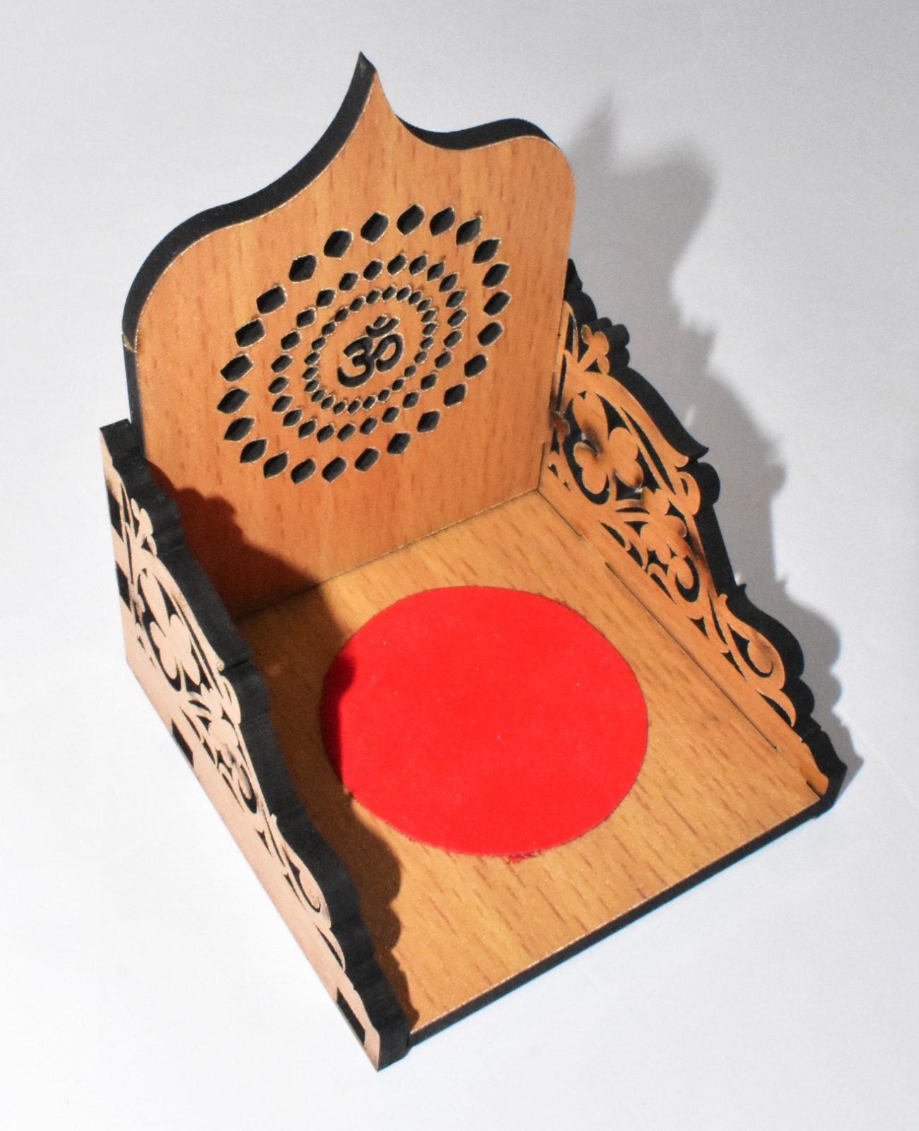 Premium Wooden Om Singhasan for Laddu Gopal | Handcrafted Pooja Idol Seat - Image 2