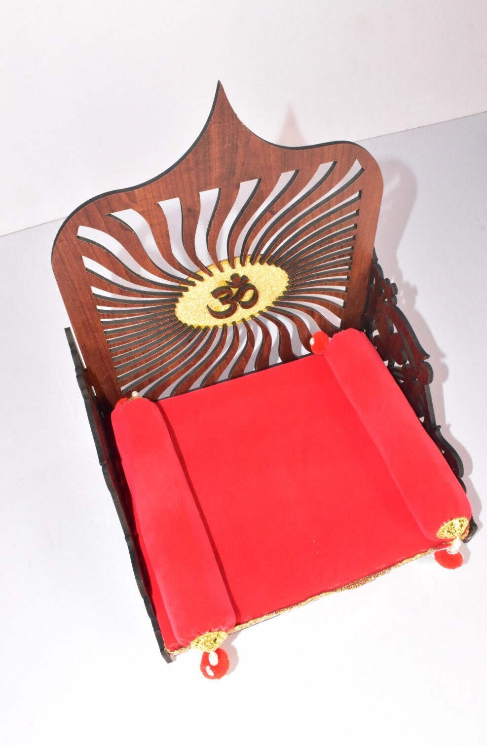 Elegant Om Wooden Jhula for Laddu Gopal | Divine Home Temple Decor - Image 2