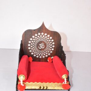 Elegant Wooden Om Singhasan for Laddu Gopal | Divine Handmade Pooja Decor for Home Temple