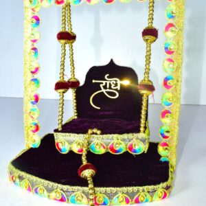 Luxury Handmade Radhe Laddu Gopal Jhula | Premium Velvet Krishna Swing for Home Temple & Janmashtami