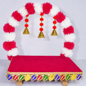 Beautiful Multicolor & Gold Pooja Chowki for Festive Decor !Lord Ganesha will not be available together/included with this."