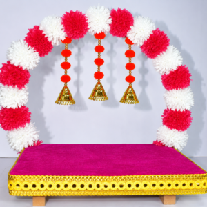 Beautiful Pink, Orange & Gold Pooja Chowki for Festive Decor !Lord Ganesha will not be available together/included with this."