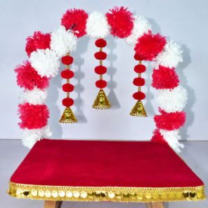 Beautiful Red & Gold Pooja Chowki for Festive Celebrations !Lord Ganesha will not be available together/included with this."