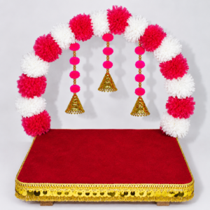 Beautiful Red & Gold Pooja Chowki for Divine Decor !Lord Ganesha will not be available together/included with this."