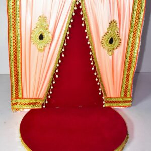 Royal Red & Golden Chowki Decoration | Elegant Traditional Setup !! Lord Ganesha is not included.