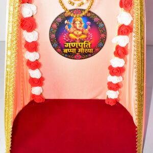 Elegant Red & White Rose Ganesh Chowki | Royal Festive Decoration !! Lord Ganesha is not included.