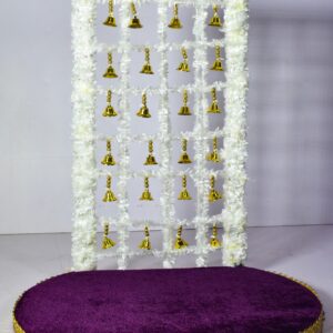 Elegant White & Golden Bell Chowki | Premium Festive Decoration !! Lord Ganesha is not included.