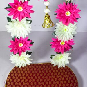 Pink & White Floral Ganesh Chowki | Elegant Traditional Decoration !! Lord Ganesha is not included.