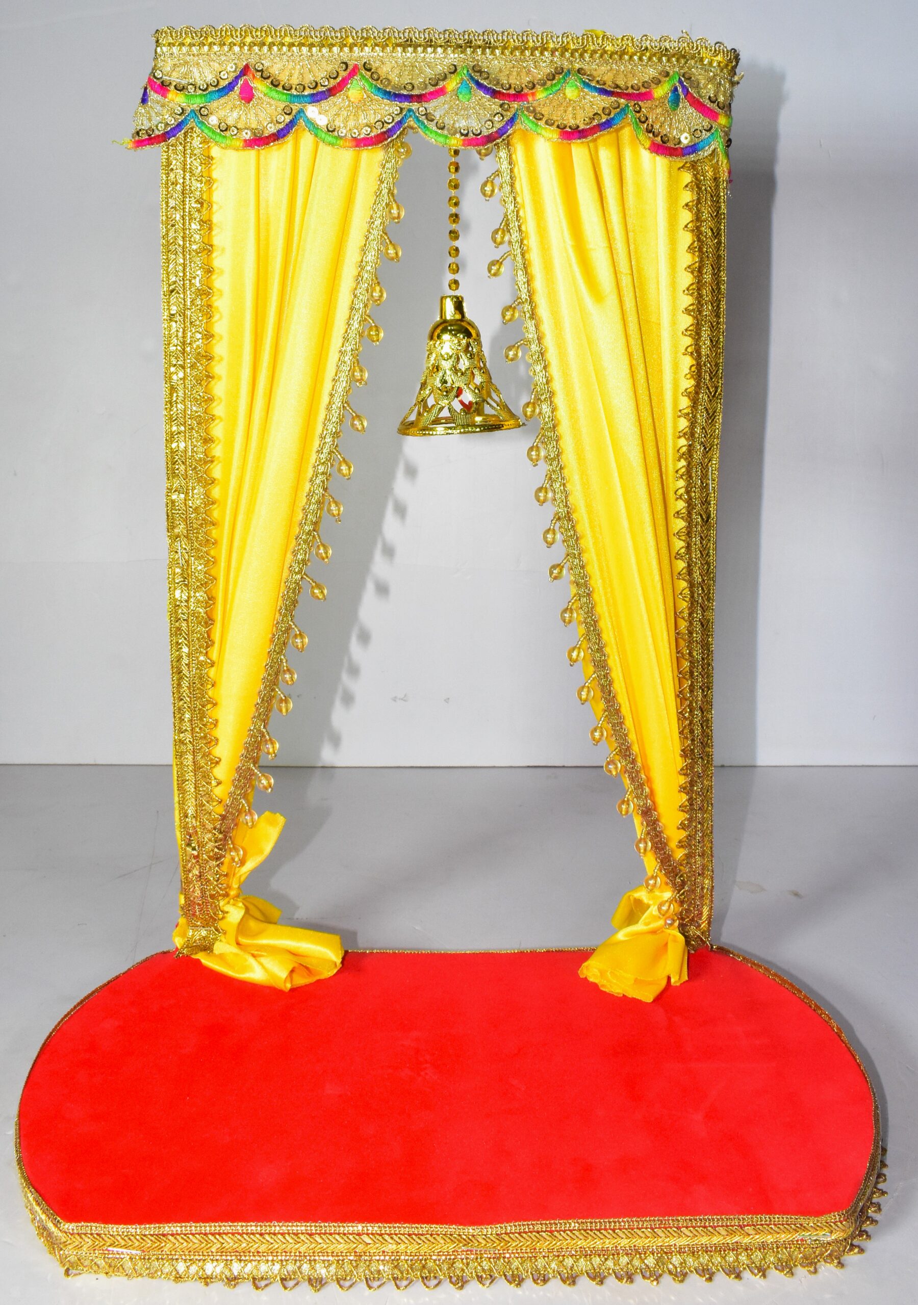 Elegant Yellow Swing Chowki Decoration | Royal Festive Setup !! Lord Ganesha is not included.