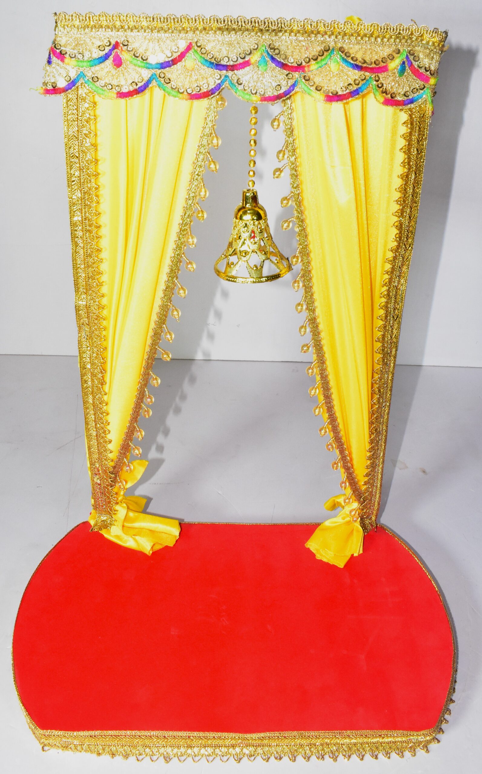 Elegant Yellow Swing Chowki Decoration | Royal Festive Setup !! Lord Ganesha is not included. - Image 2