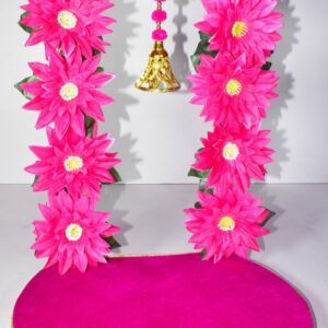 Pink Floral Ganesh Chowki Decoration | Vibrant & Divine Festive Setup !! Lord Ganesha is not included.