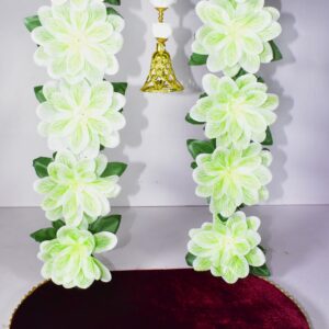 Elegant White & Green Floral Chowki Decoration | Graceful Festive Decor !! Lord Ganesha is not included.