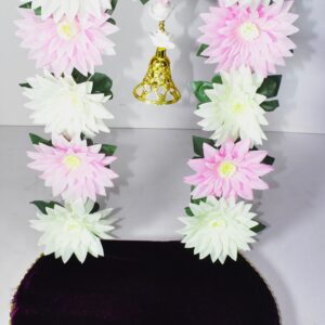 Elegant Pink & White Floral Chowki Decoration | Beautiful Festive Decor !! Lord Ganesha is not included.