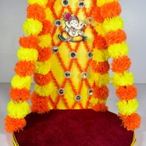 Beautiful Ganpati Bappa Chowki – Vibrant Floral Festive Décor !! Lord Ganesha is not included.