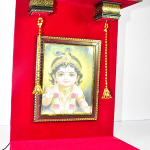 Divine Elegance: Exquisite Handmade Krishna Singhaasan for Your Sacred Space With Light