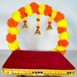 Elegant Floral Pooja Chowki – Traditional Handmade Décor