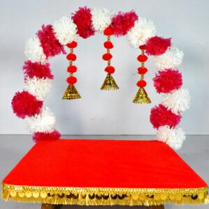Beautiful Red & White Decorative Pooja Chowki