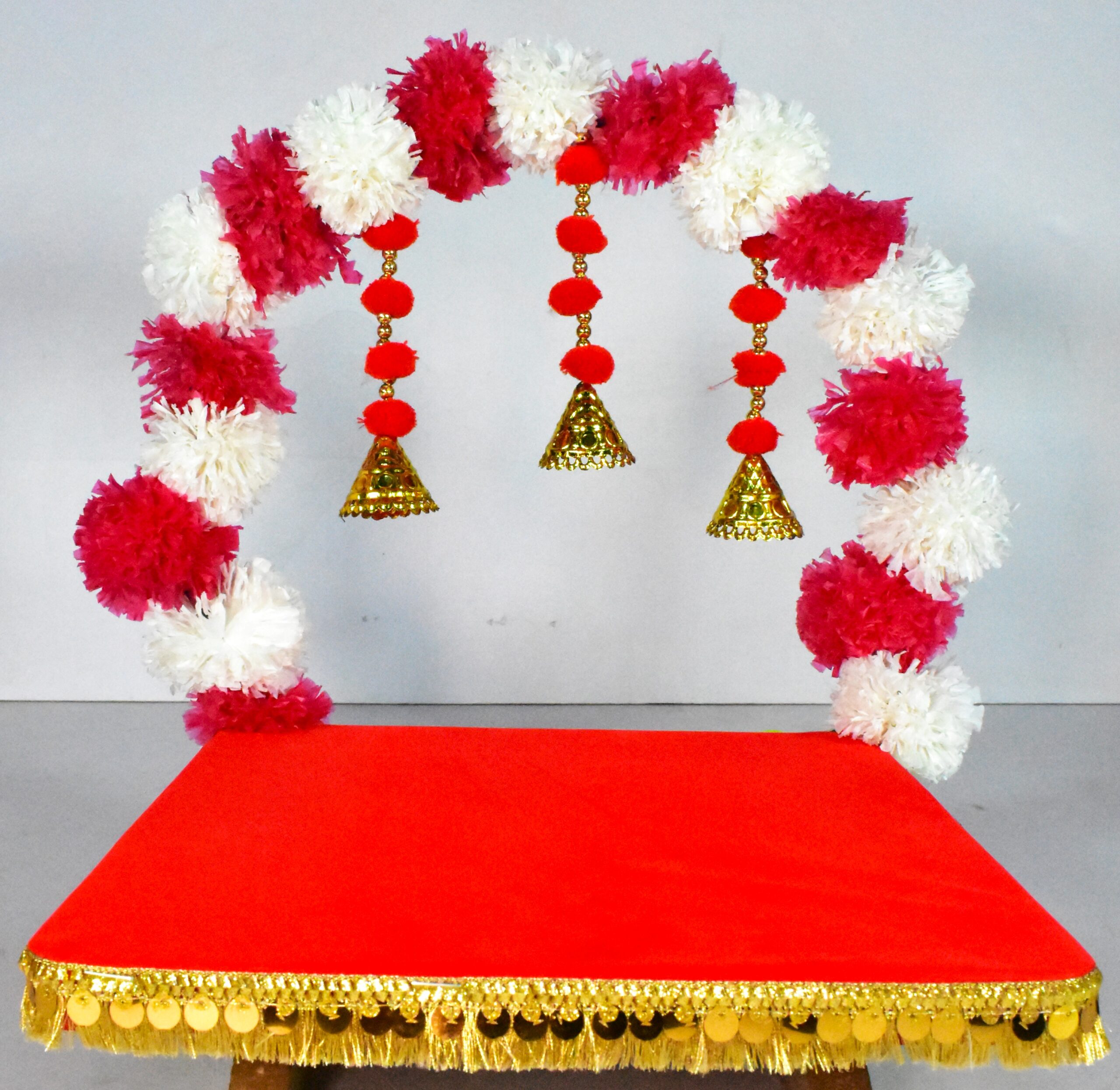 Beautiful Red & White Decorative Pooja Chowki