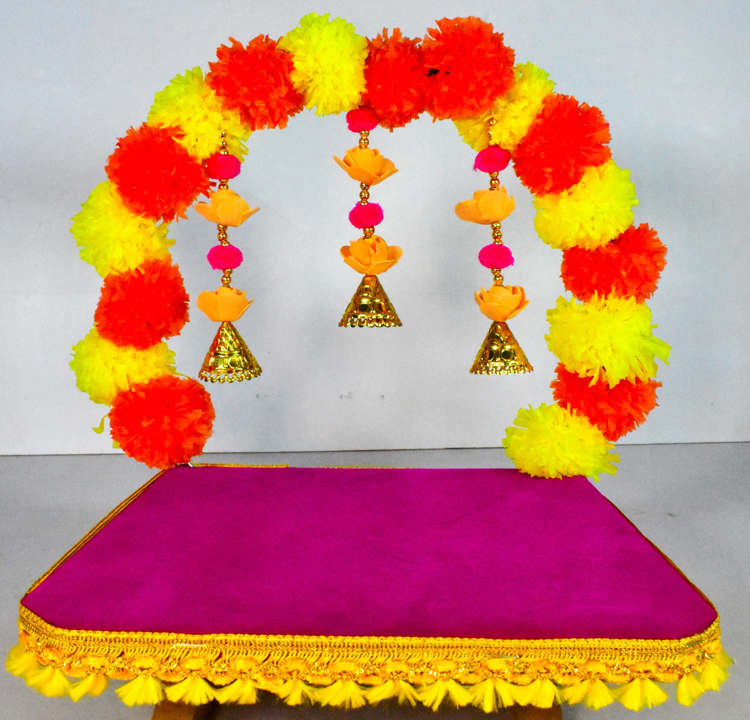 Vibrant Floral Ganesh Chowki – A Beautiful Festive Décor