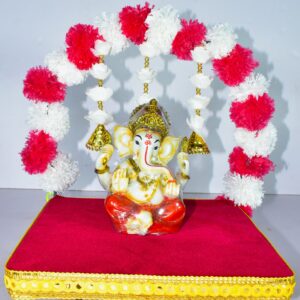 Beautiful Ganesh Pooja Chowki with Floral Decoration !Lord Ganesha will not be available together/included with this."